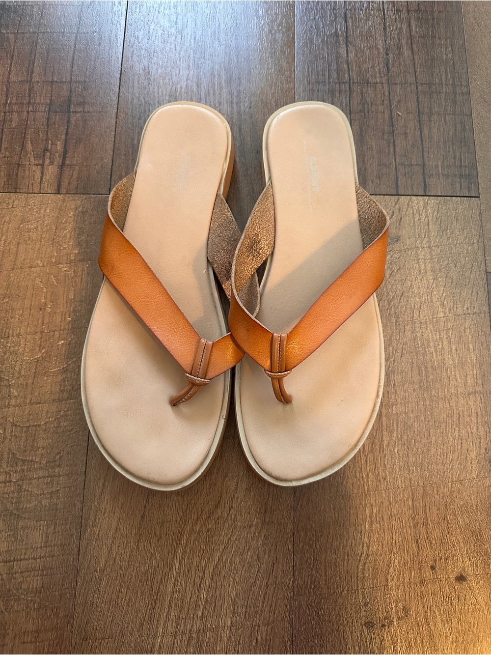 Old Navy Cognac Leather Thong Sandals